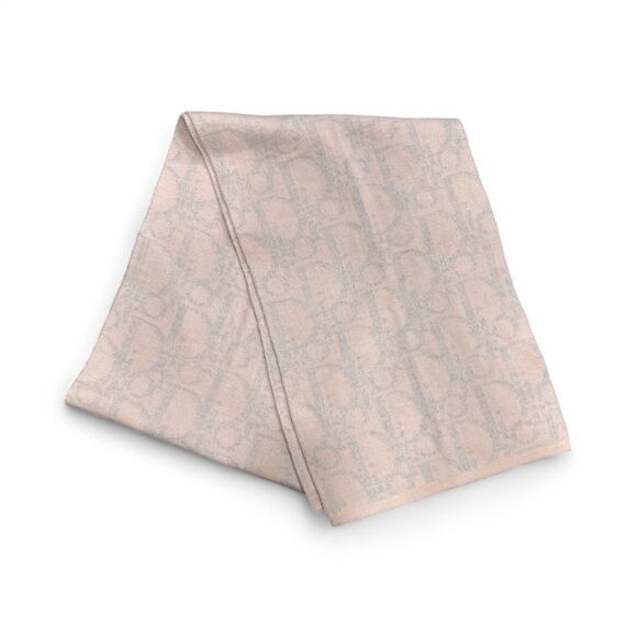 CDS01. Christian Dior Pink & Gray Monogram Wool Scarf - Picture 2 of 5